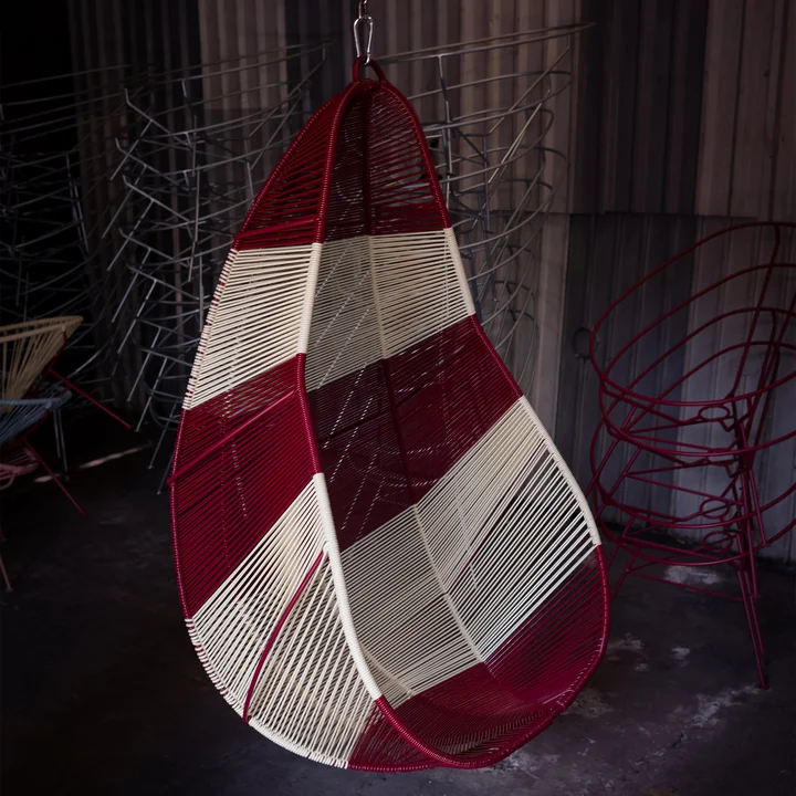 Acapulco Design - Acapulco Hängestuhl, CDMX_2, weiß / burgundy red