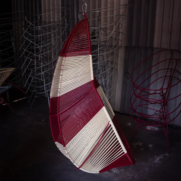 Acapulco Design - Acapulco Hängestuhl, CDMX_2, weiß / burgundy red