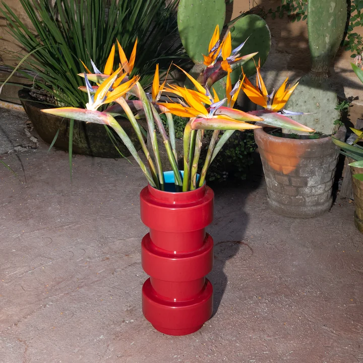 Acapulco Design - Los Floreros Vase, Ø 19 cm, burgundy rot / light blau