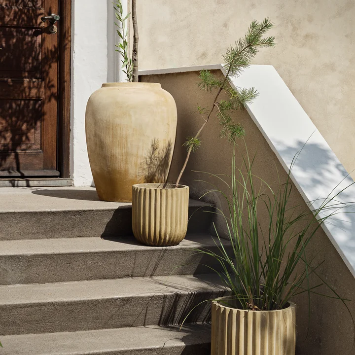 Broste Copenhagen - Fiber Pflanztöpfe, antique beige