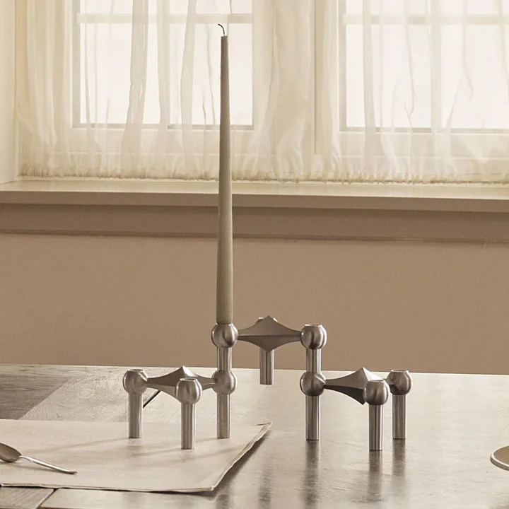 Stoff Nagel - Kerzenhalter, Chrom gebürstet (3er-Set)