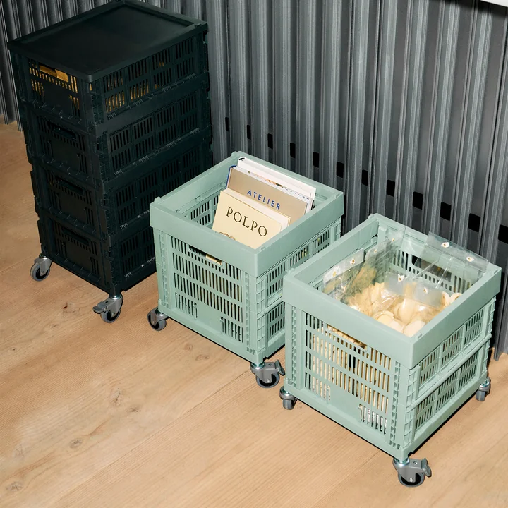 HAY - Colour Crate Korb Cube, 29,5 x 29,5 cm, salbeigrün, recycled