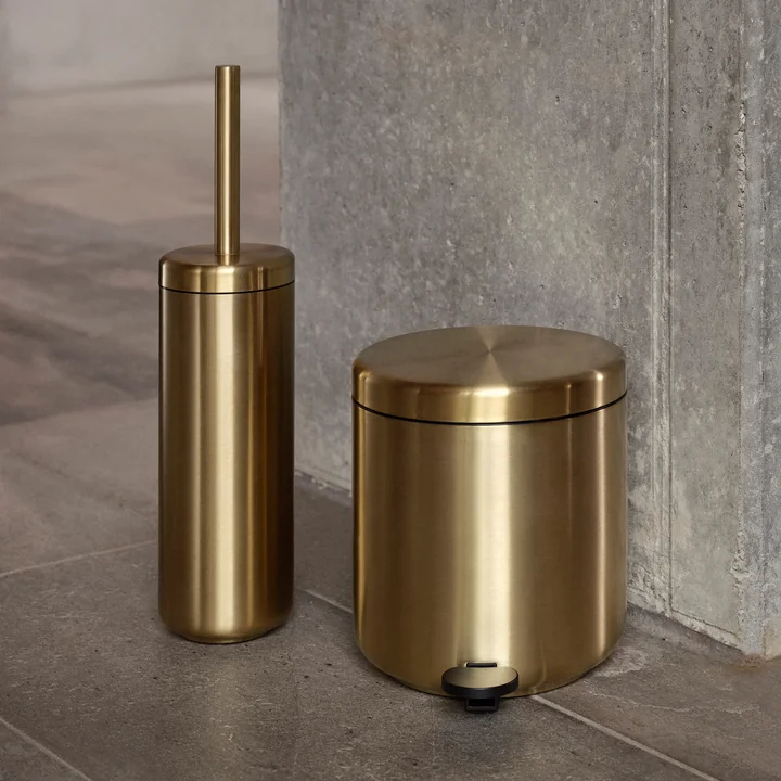Zone Denmark - Ume Treteimer 4 l und Toilettenbürste, Messing