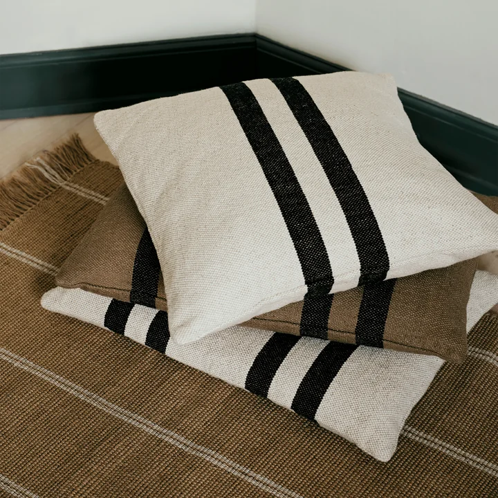 Broste Copenhagen - Sigrun Kissenbezug, 50 x 50 cm, light beige / schwarz