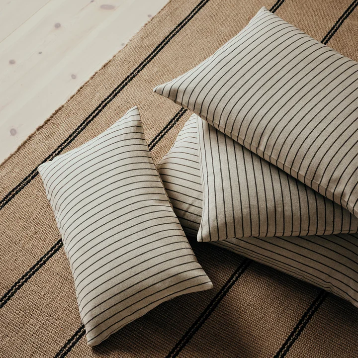 Broste Copenhagen - Karen Kissenbezüge, hellbeige / schwarz