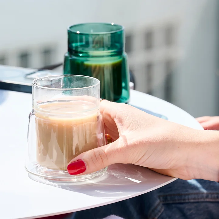 Jacob Jensen - Thermo-Doppelwandglas, medium, 21 cl, klar und grün