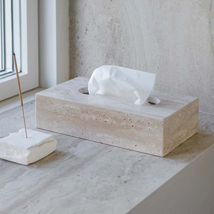 Mette Ditmer - Travertine Kosmetiktuchbox, linen