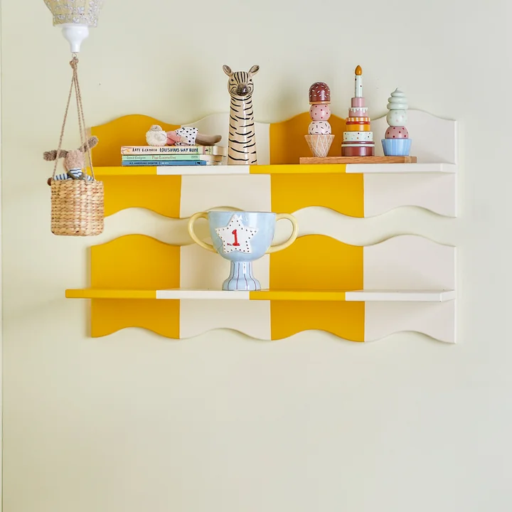 Bloomingville Mini - Bubbi Wandregal, 80 cm, gelb / weiß