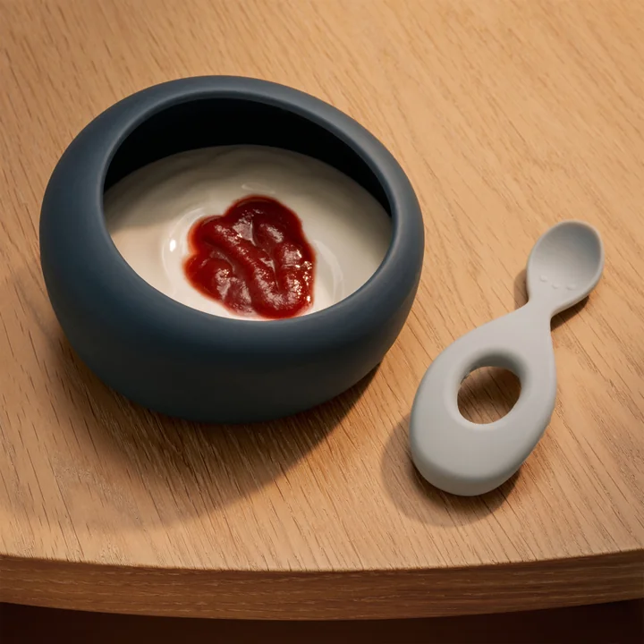 LIEWOOD - Sparia Schale mit Löffel, 470 ml, Whale blue / Dove blue