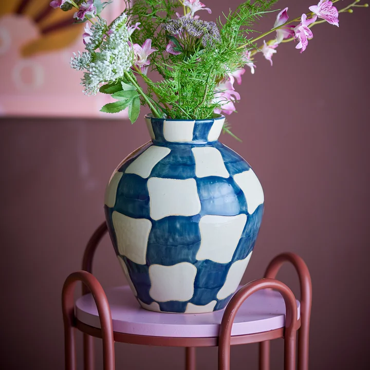 Bloomingville - Check Vase, blau