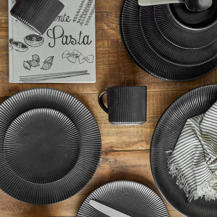 Bloomingville - Neri Geschirrset 12tlg., schwarz