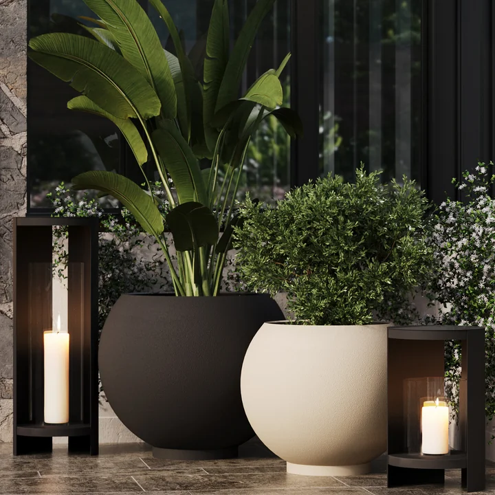 AYTM - Globe Blumentopf, schwarz und taupe