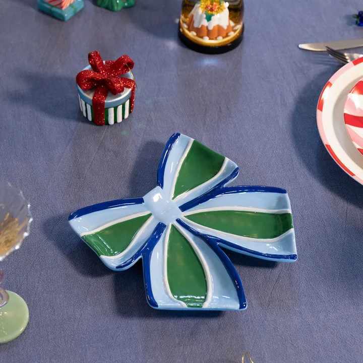 &klevering - Ribbon Dekoschale, 22 x 22 cm, blau / mehrfarbig
