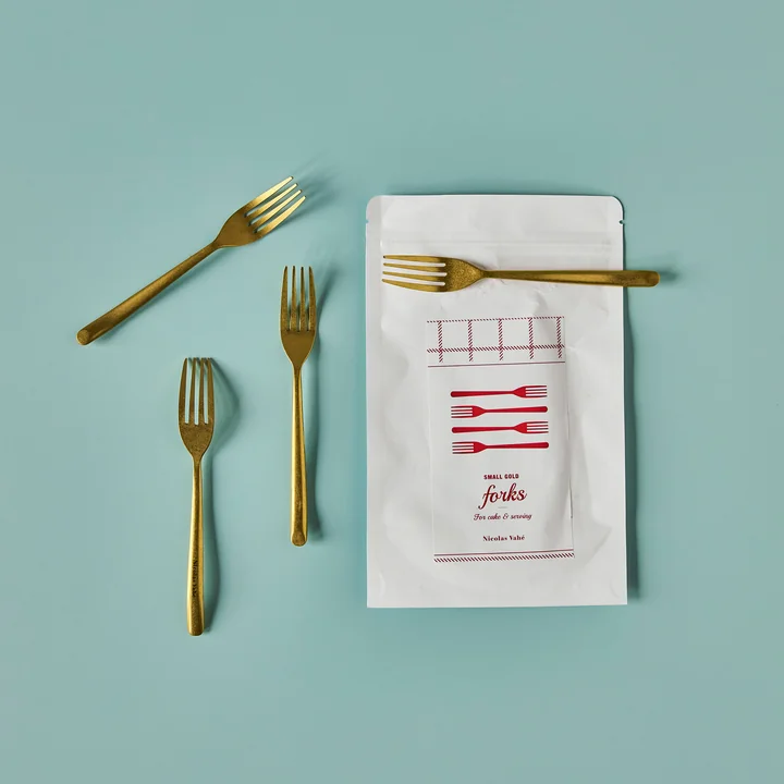 Nicolas Vahé - Cake Kuchengabel, antikgold-finish (4er-Set)