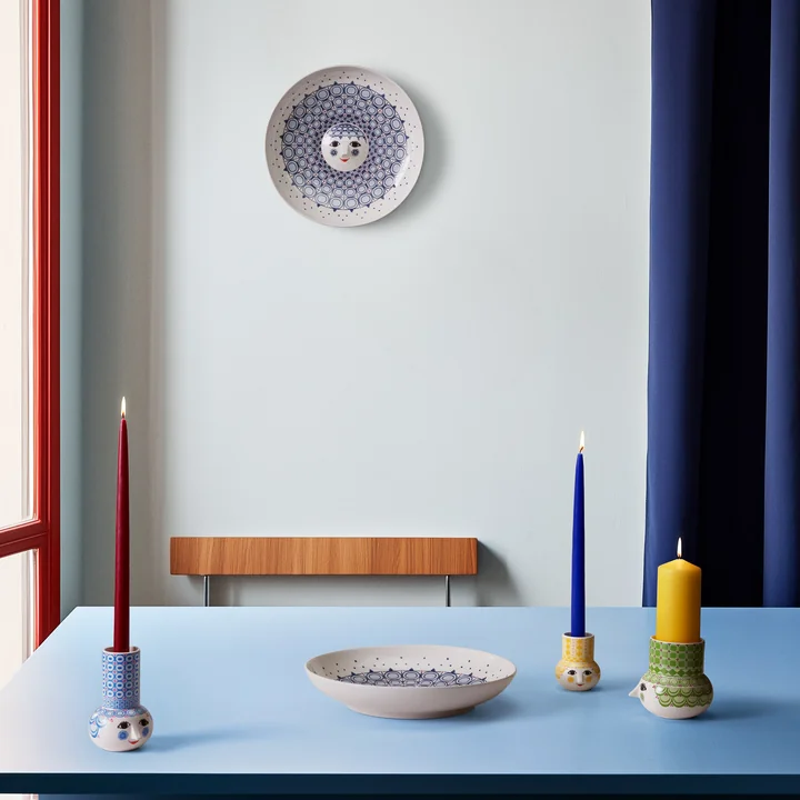 Bjørn Wiinblad - Olga Servierschale Ø 33 cm, blau / weiß
