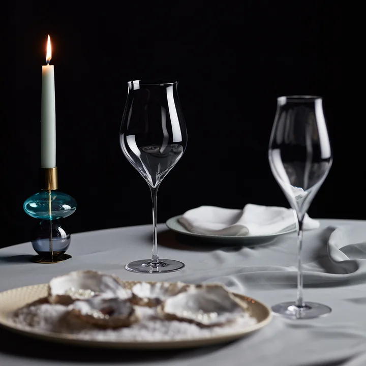 Holmegaard - Bubble Kerzenständer H 14 cm, hellblau / smoke