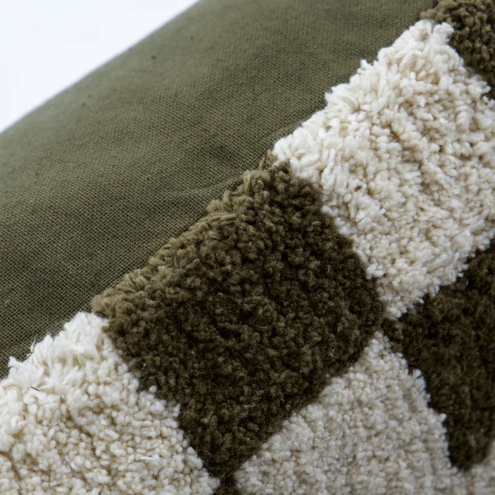 House Doctor - Chess Kissenbezug, 50 x 50 cm, grün / off-white