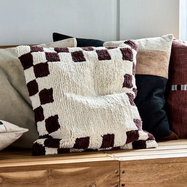 House Doctor - Chess Kissenbezug, 50 x 50 cm, braun / off-white