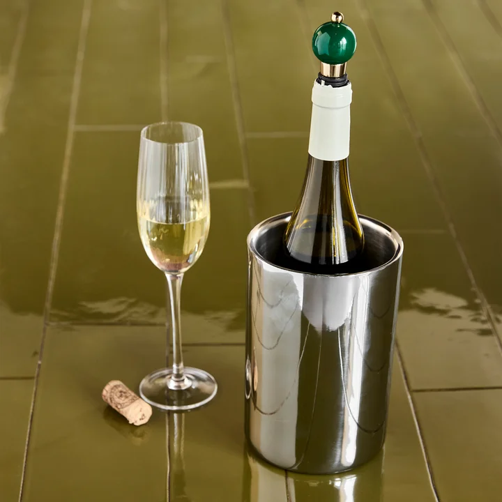House Doctor - Kett Weinkühler, Ø 12,5 x H 18 cm, silber-finish