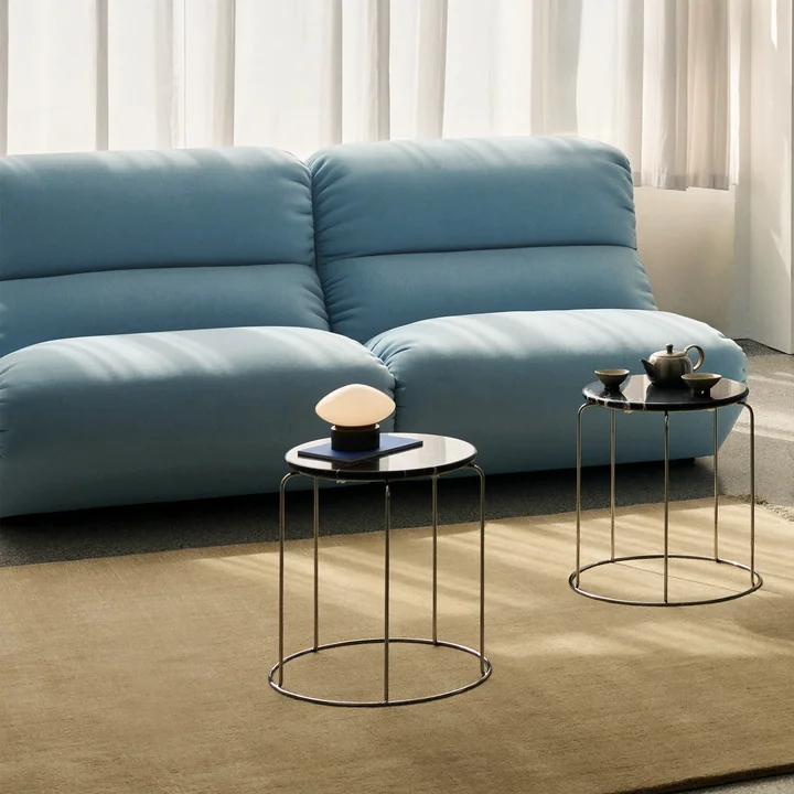 &Tradition - Hi Lo 2-Sitzer Sofa, Konfiguration A, blau (Stoff Kvadrat Gentle 0733)