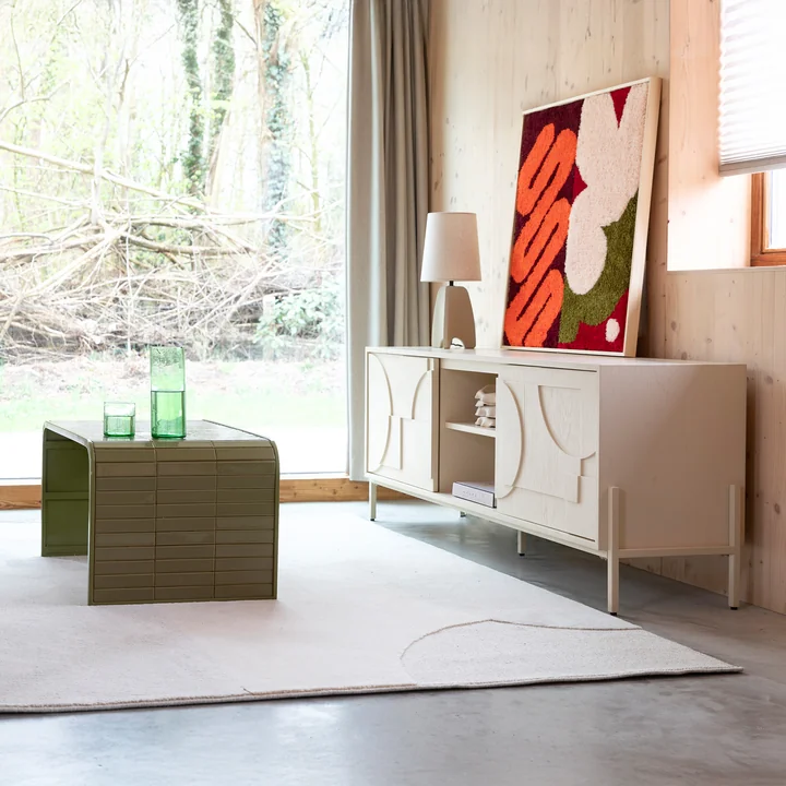 Zuiver - Tiles Couchtisch, grün und faces Sideboard, beige