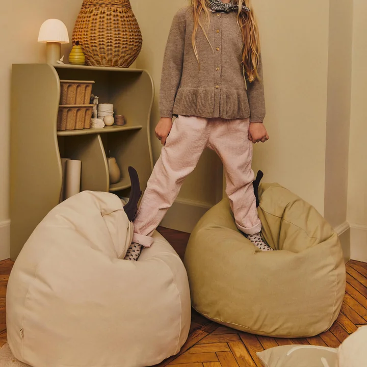 Ferm Living - Birne Sitzsack, 55 x 85 cm, natur und ulmengrün