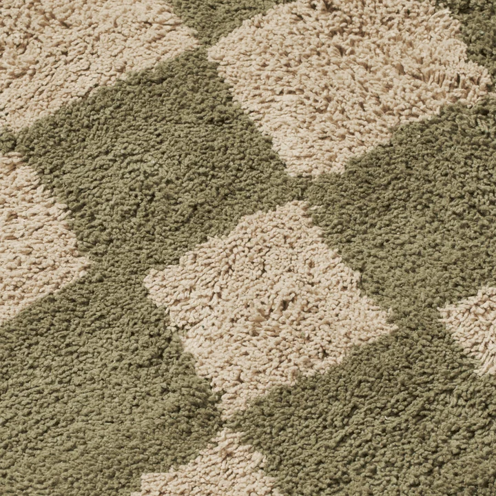 Ferm Living - Mara Kinderteppich, 150 x 80 cm, elm green / warm sand