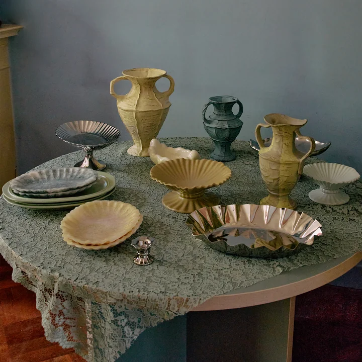 HKliving - New Classics Tablett, medium, Chrom