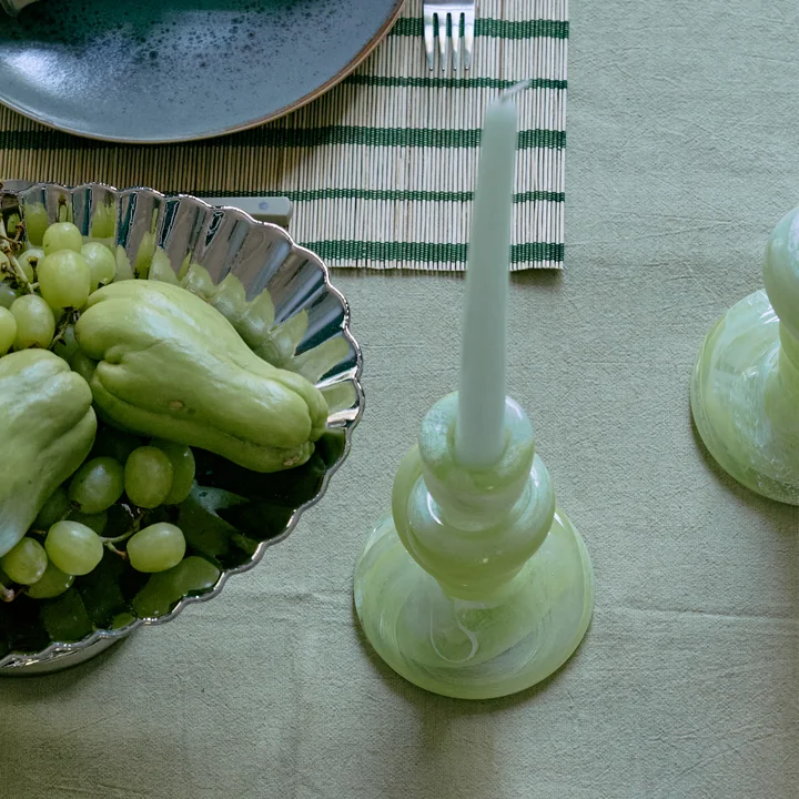 HKliving - Knotted Kerzenhalter medium, grün