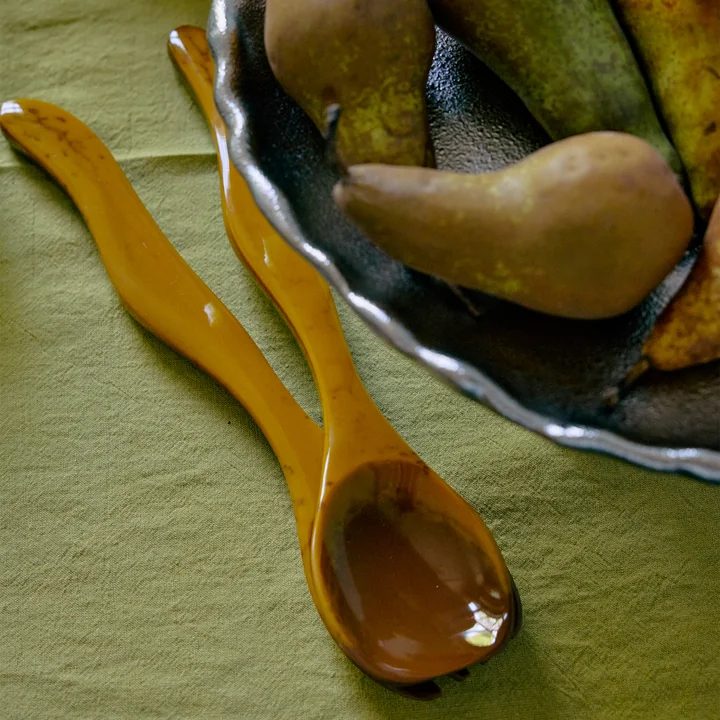 HKliving - Salat Besteck-Set, ochre (2-tlg.)