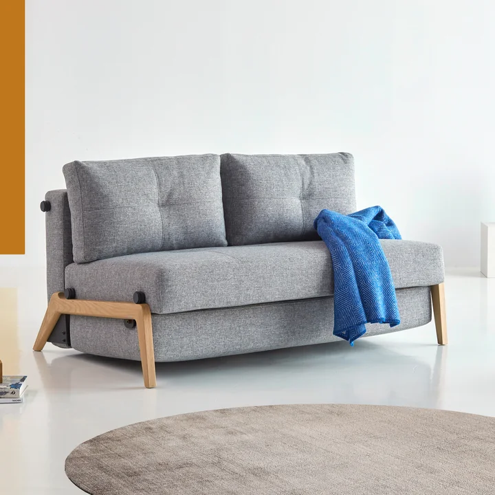 Innovation Living - Cubed 140 Schlafsofa, 148 x 98 cm, Eiche / hellgrau (565 Twist Granite)