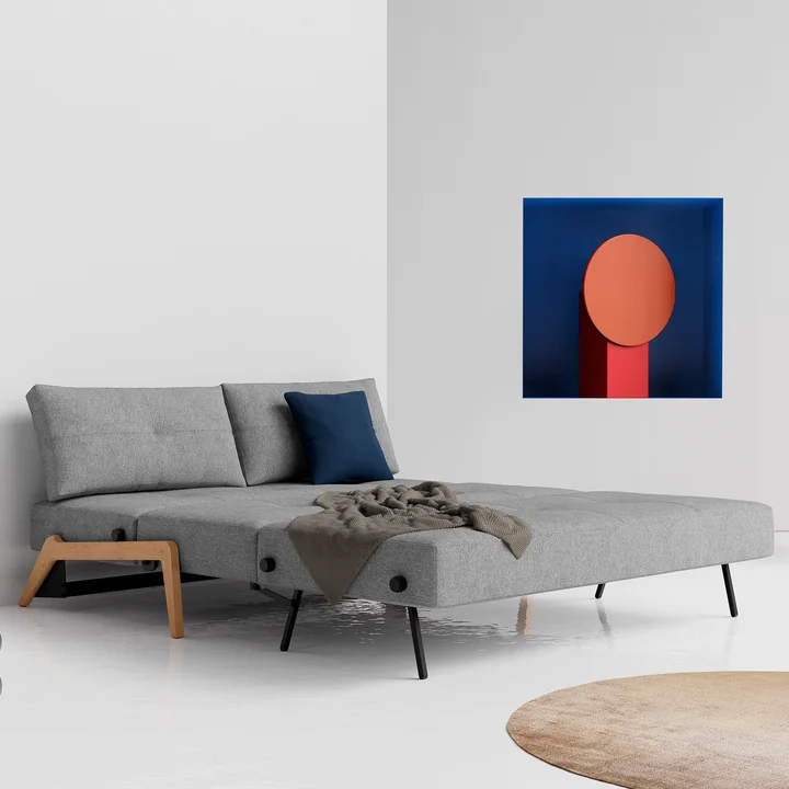 Innovation Living - Cubed 160 Schlafsofa, 168 x 98 cm, Eiche / hellgrau (565 Twist Granite)