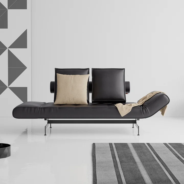 Innovation Living - Ghia Laser Schlafsofa, 210 x 93 cm, Leder schwarz (Mix 550 Faunal)
