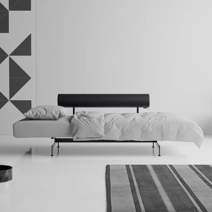 Innovation Living - Ghia Laser Schlafsofa, 210 x 93 cm, Leder schwarz (Mix 550 Faunal)