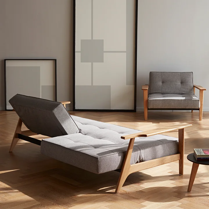 Innovation Living - Splitback Frej Schlafsofa, 232 x 99 cm, grau (521 Mixed Dance)