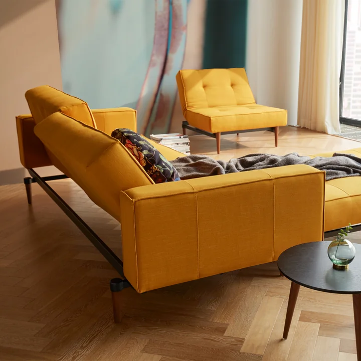 Innovation Living - Splitback Styletto Schlafsofa mit Armlehnen, burned curry (507 Elegance)