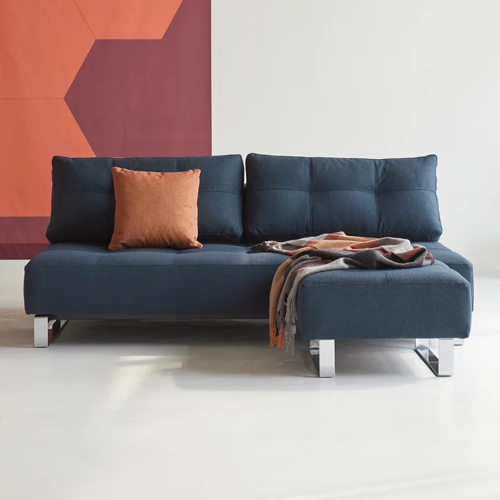 Innovation Living - Supremax D.E.L. Schlafsofa, 200 x 115 cm, chrom / blau (528 Mixed Dance)