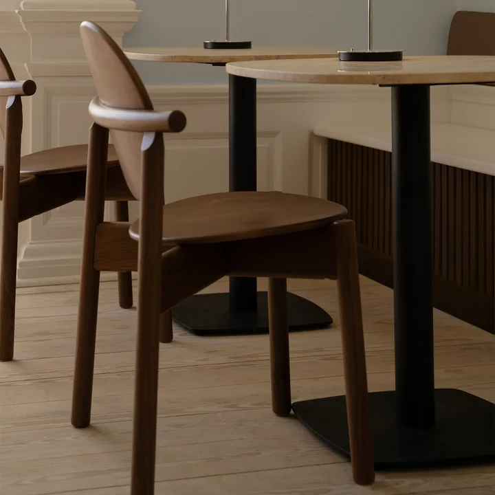 Umage - Gather Tisch, 68 x 68 cm, schwarz / natur (Travertin)