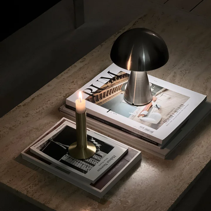 Mush Akku-Tischleuchte, Mini, silber von Hübsch Interior