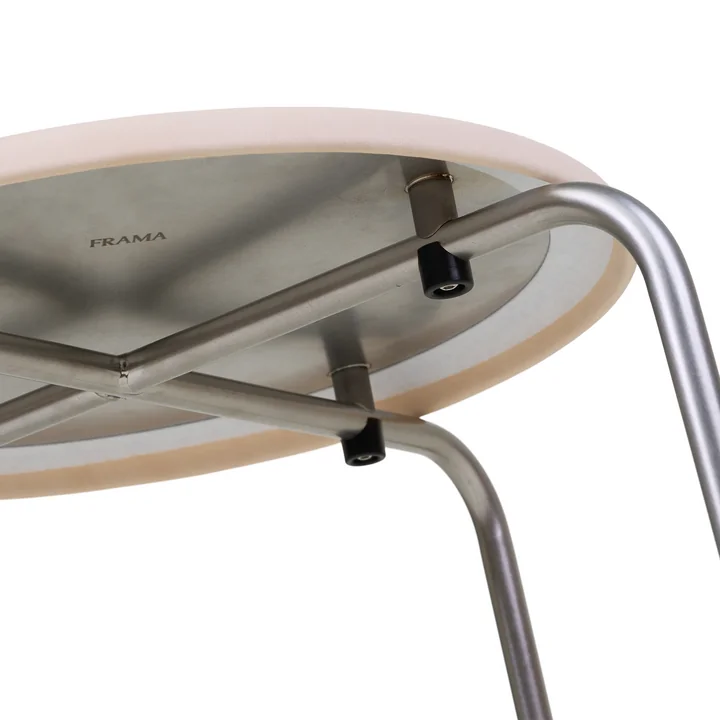 Frama - Petit Rond Hocker, Edelstahl gebürstet / Leder natural