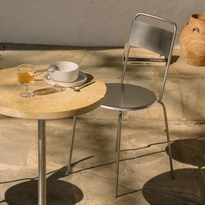 Frama - Petit Rond Stuhl, Edelstahl gebürstet