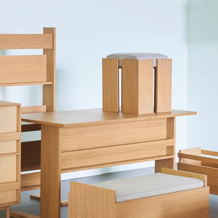 Hübsch Interior - Forma Hocker, H 46 cm, Eiche natur / sand