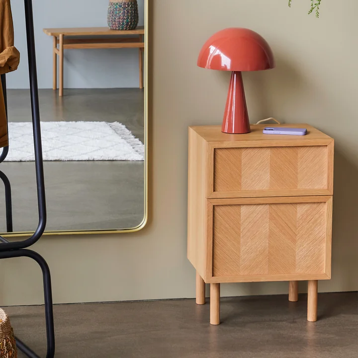 Hübsch Interior - Herringbone Nachttisch, H 60 cm, Eiche