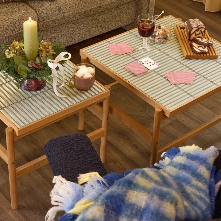 Hübsch Interior - Tile Beistelltisch, Eiche / mint