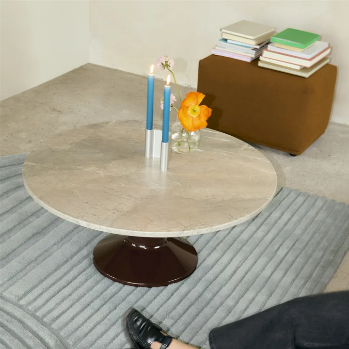 Muuto - Midst Couchtisch, Ø 90 cm, Marmor grau / dunkelrot