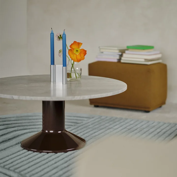 Muuto - Midst Couchtisch, Ø 90 cm, Marmor grau / dunkelrot