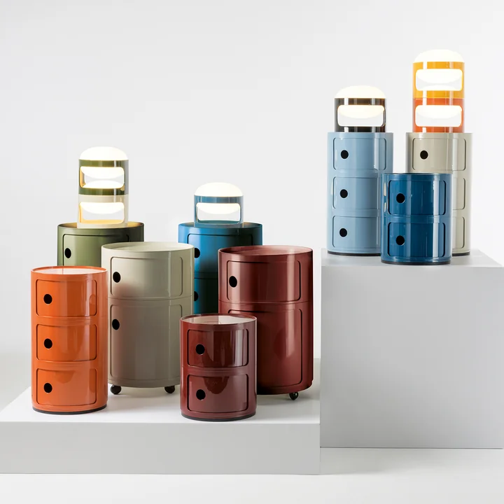 Kartell - New Big Componibili Container und KD28 Tischleuchten