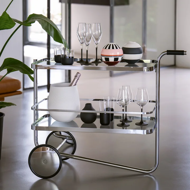 Thonet - S 179 Servierwagen, Chrom / grau