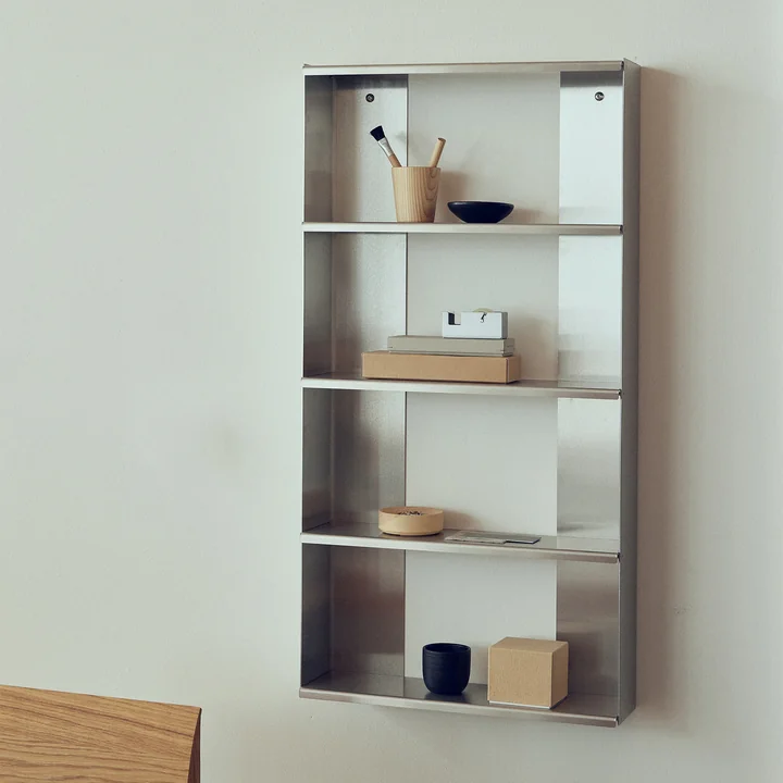 Form & Refine - Taper Wandregal, 50 x 98 cm, Edelstahl gebürstet