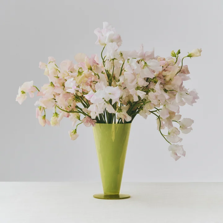 HAY - Conical Vase S, Ø 9,6 x H 18 cm, light green and dark lime